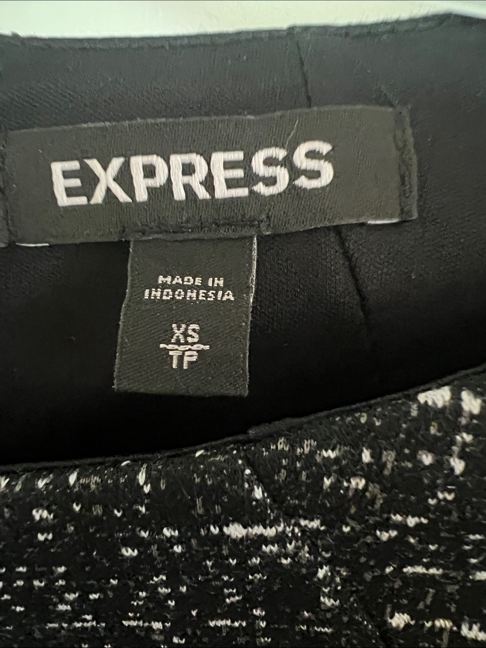 Express Black and White Tweed Midi Dress with Belt Detail - Picture 2 of 5